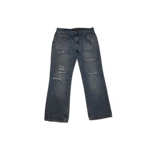 womens carbon distressed jeans relaxed straight size 2